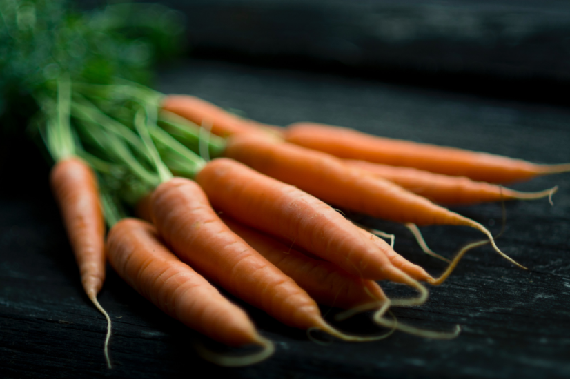 Carrots arranged on a table