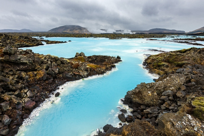 Turquoise geothermal waters of the Blue Lagoon in Iceland