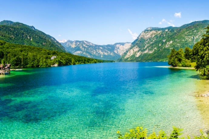 Mountain lake in the Julian Alps of Slovenia