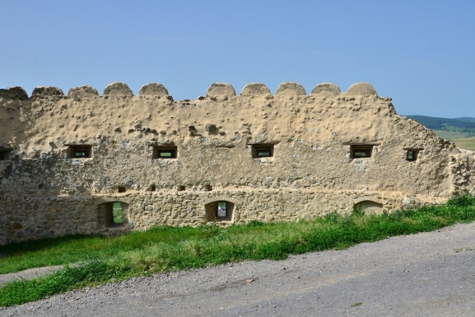 The medieval walls of Rupea Fortress in Transylvania